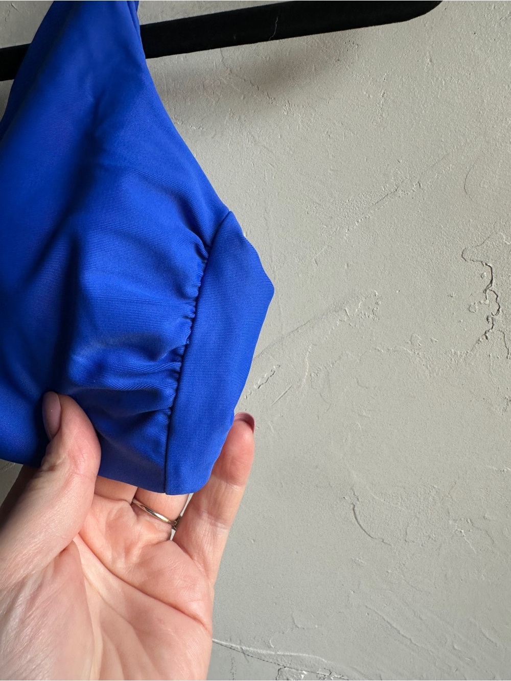 Quince Italian V Neck Too Low Rise Bottom Bikini Set Cobalt Blue Minimalist NWT - Picture 6 of 9